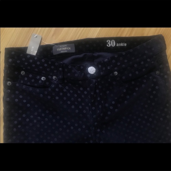 NEW J Crew Toothpick jean in velvet dot Women's 30 - Picture 4 of 5